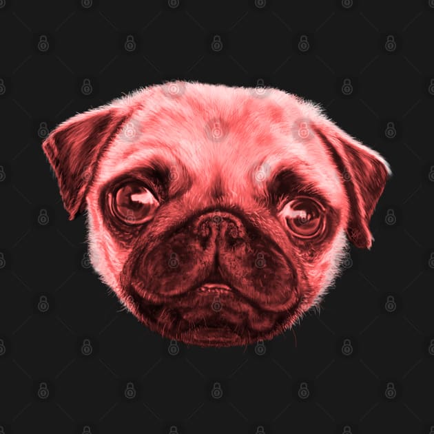 Pug Saturday Night Red Disco by brodyquixote