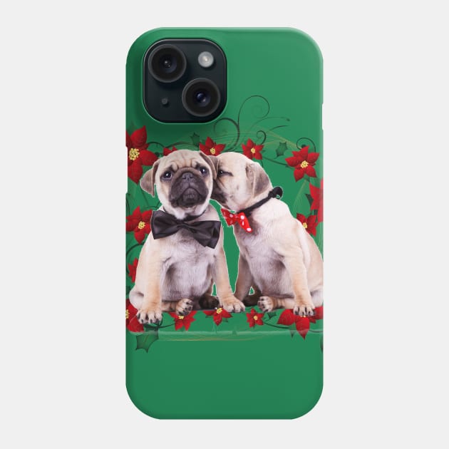 Pugs & Pointsettias Phone Case by cameradog