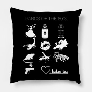 Funny Trendy Bands of the 80's Hair Bands Rock Bands 1980's Pillow