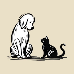 white dog and black cat T-Shirt