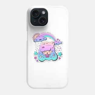 Cute rain bubble head girl in kawaii style Phone Case