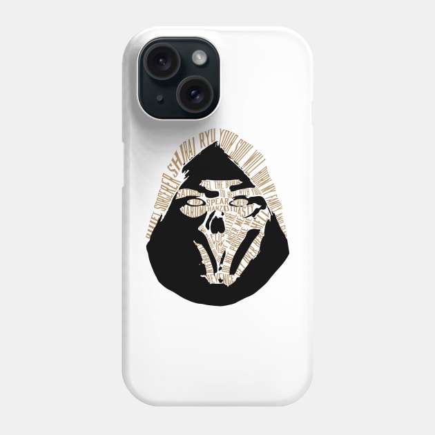 Scorpion text portrait Phone Case by Jawes