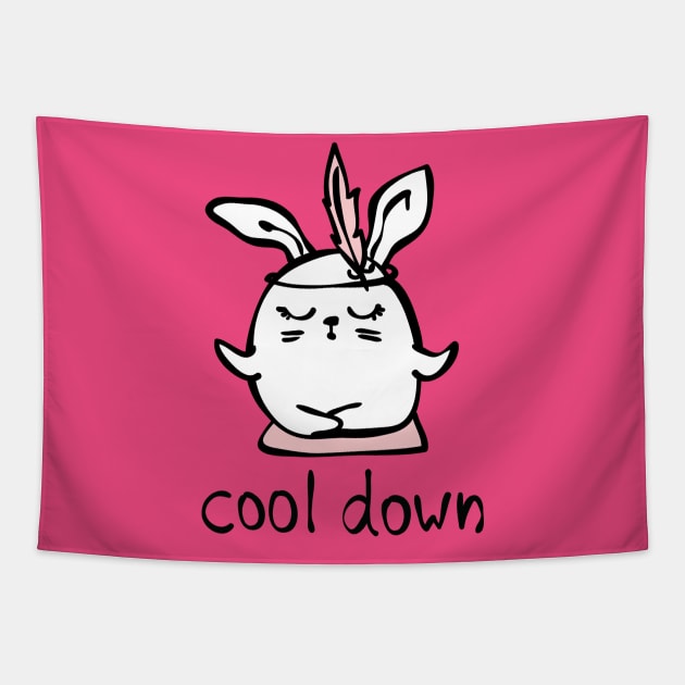 Cool Down Rabbit Doing Yoga Tapestry by LaarniGallery