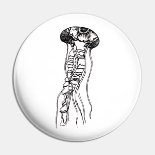 Black and White Flower Jellyfish Pin