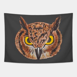 Beautiful watercolor owl with big yellow eyes Tapestry