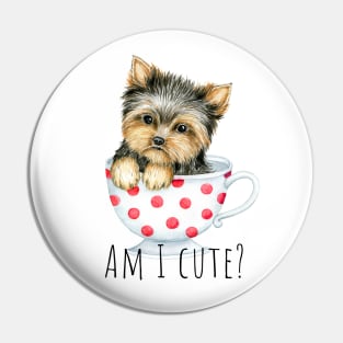 Cute Yorkshire terrier, cute puppy, puppy in a cup Pin