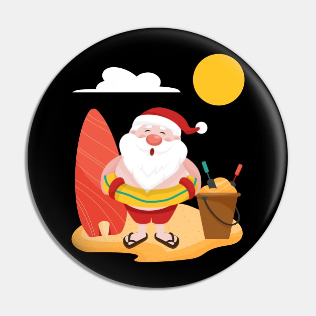 Christmas In July Funny Santa Summer Trip Vacation Mode Pin by AE Desings Digital