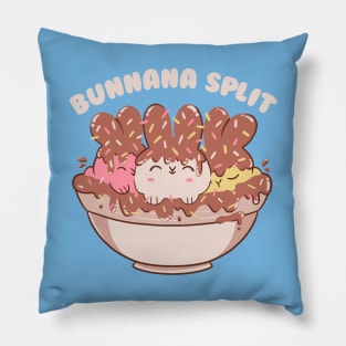 Bunny Banana Split Ice Cream Cute Animals by Tobe Fonseca Pillow