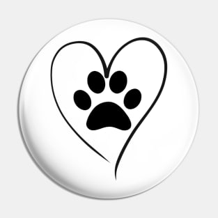 Women cute paw print heart design dog cat lover pet tee Pin