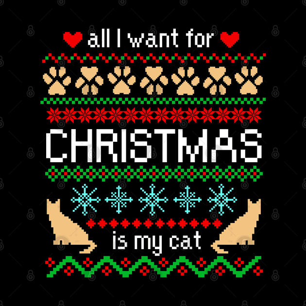 All I Want for Christmas is My Cat Ugly Sweater Black by julieerindesigns