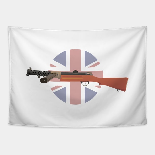 British WW2 Lanchester Submachine Gun Tapestry by NorseTech