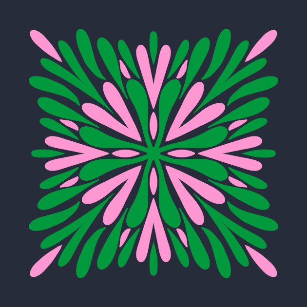 Modern Symmetry Petals - Green and Pink by wackapacka