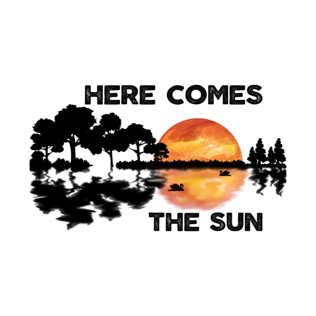 Here Comes The Sun Guitar Sunset Silhouette Music Lover by Bazzar Designs