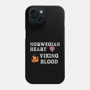 Norwegian Heart Viking Blood. White text.  Gift ideas for historical enthusiasts. Phone Case