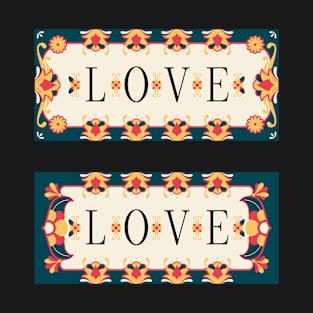 L O V E love block letters monogram floral design T-Shirt