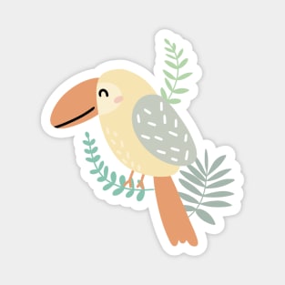 Cute parrot in the jungle. Kids' things. Magnet