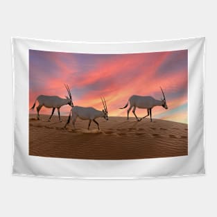 Oryx at sunset in the Arabian desert Tapestry