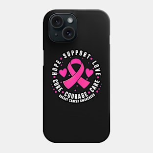 Support Love  Ribbon Breast Cancer Awareness Phone Case