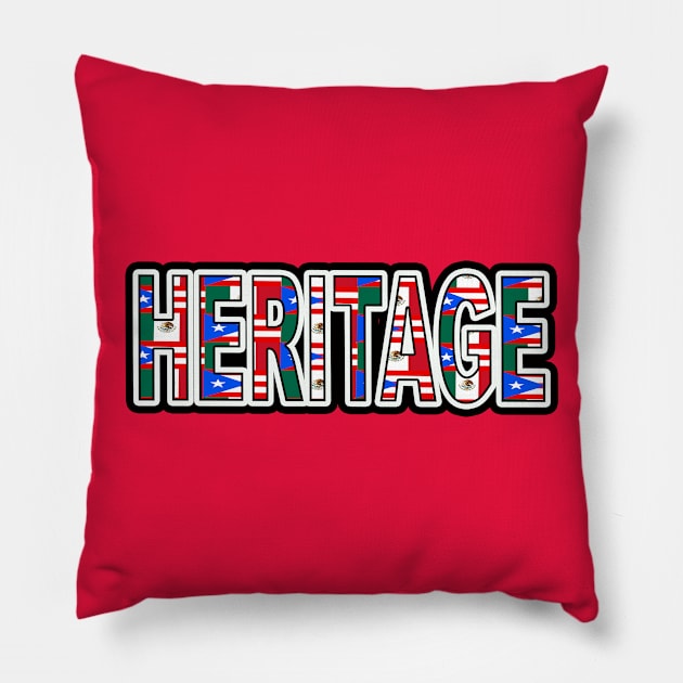 Mexican Puerto Rican Heritage DNA Mix Flag Gift Pillow by Just Rep It!!