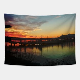 Beautiful photography of ocean and sunset sky landscape USA nature lovers Tapestry