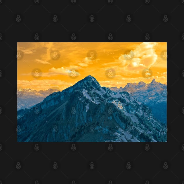 Mountain landscape Switzerland Yellow / Swiss Artwork Photography by RaphaelWolf