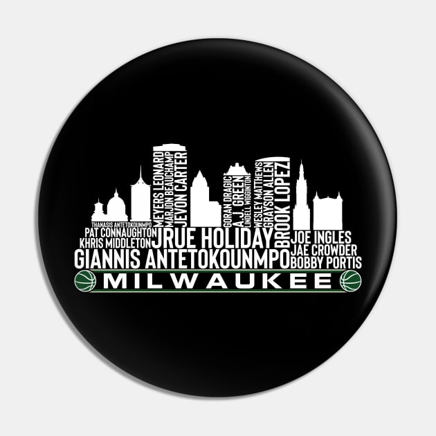 Milwaukee Basketball Team 23 Player Roster, Milwaukee City Skyline Pin by Legend Skyline