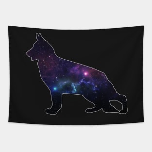 Galaxy German Shepherd Silhouette Tapestry