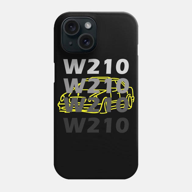 Mercedes W210 sketch grey yellow simple Phone Case by WOS