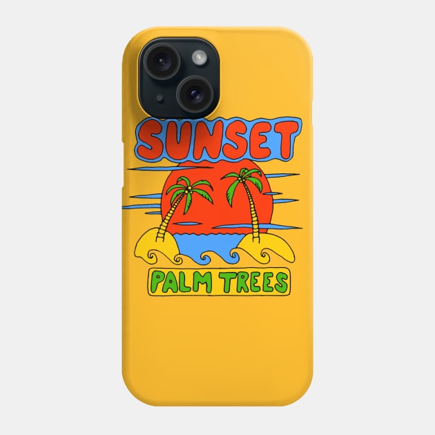 Sunset palm trees Phone Case by HanDraw