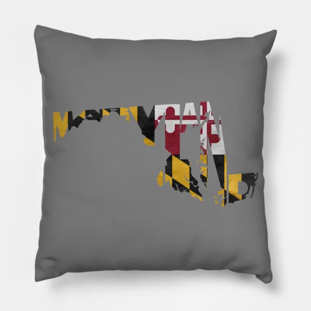 Maryland Typo Map Pillow by inspirowl