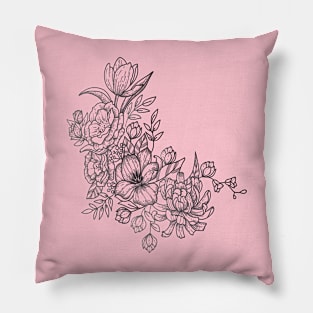 Watercolor and Ink Flower Collections Pillow