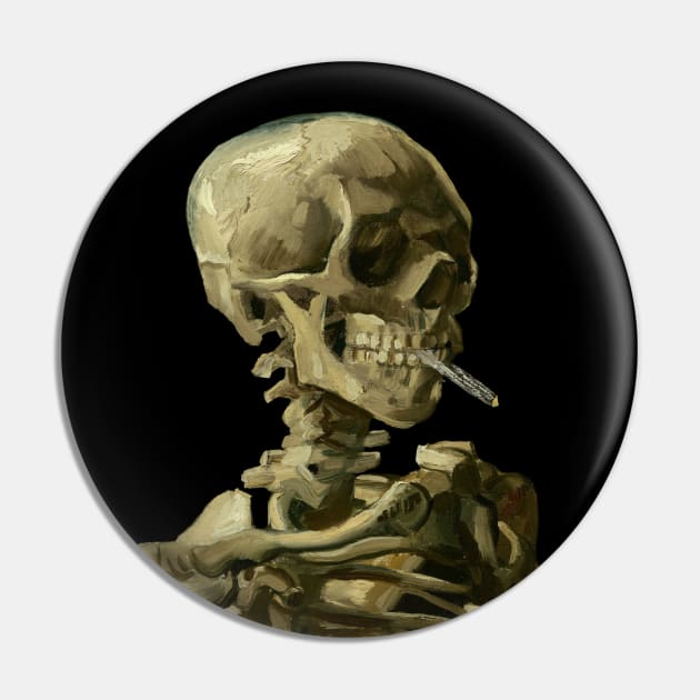 Skull with Burning Cigarette by Vincent van Gogh Pin by MasterpieceCafe