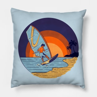 Retro Wind Surfer Pillow