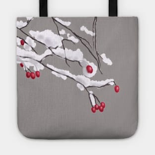 Snowy Branches With Winter Berries Tote