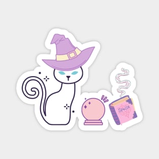 White Cat Witch Magnet