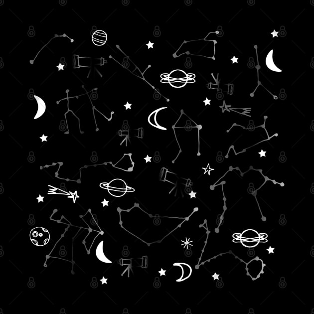 Astrology Pattern Black by bruxamagica