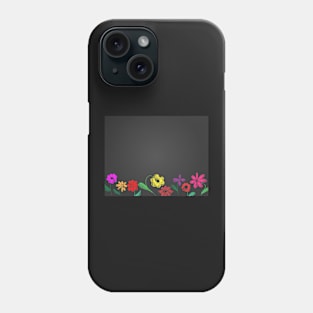 Hand drawn flower chalk style on blackboard Phone Case