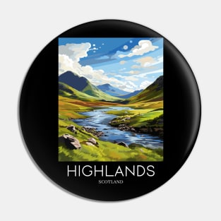 A Pop Art Travel Print of the Highlands - Scotland Pin