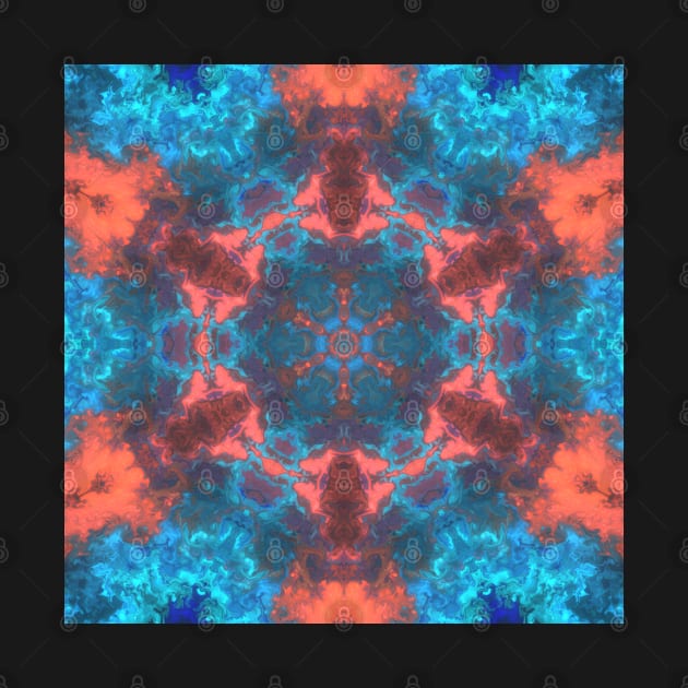 Psychedelic Hippie Flower Red and Blue by WormholeOrbital