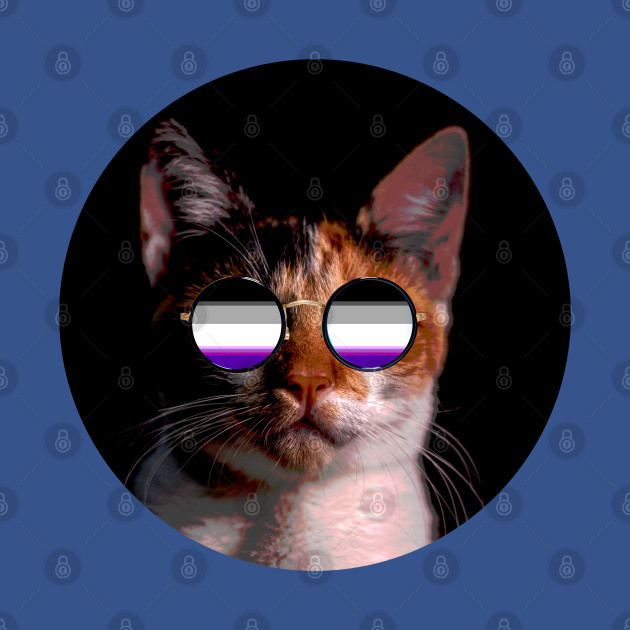 Disover Cute Cat with Glasses Flag - Asexual Pride - T-Shirt