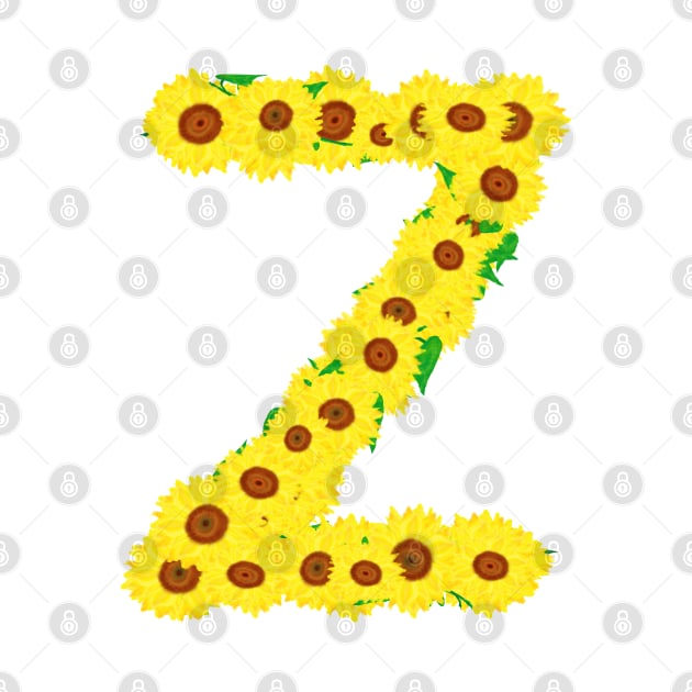 Sunflowers Initial Letter Z (White Background) by Art By LM Designs 