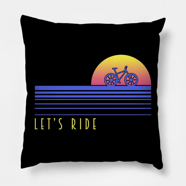 LET'S RIDE BIKE RETRO STRIPES Pillow by JWOLF