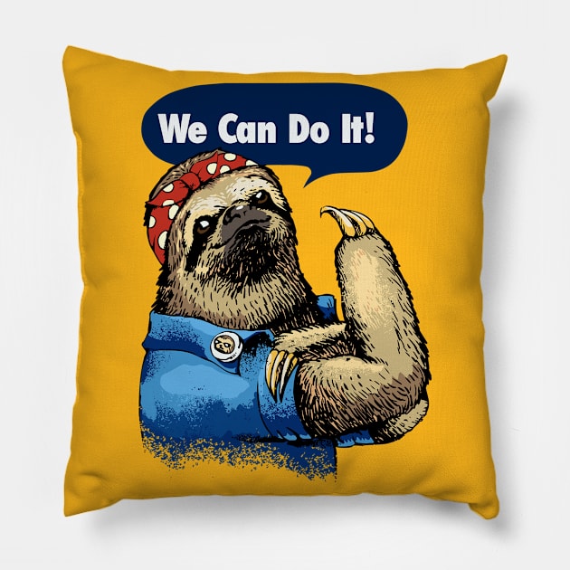 We Can Do It Sloth Pillow by huebucket