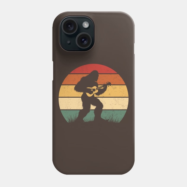 Bigfoot Sasquatch Playing Ukulele Vintage Music Lover Phone Case by Cuteness Klub