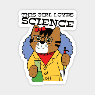 This Girl Loves Science Cute Cat Magnet