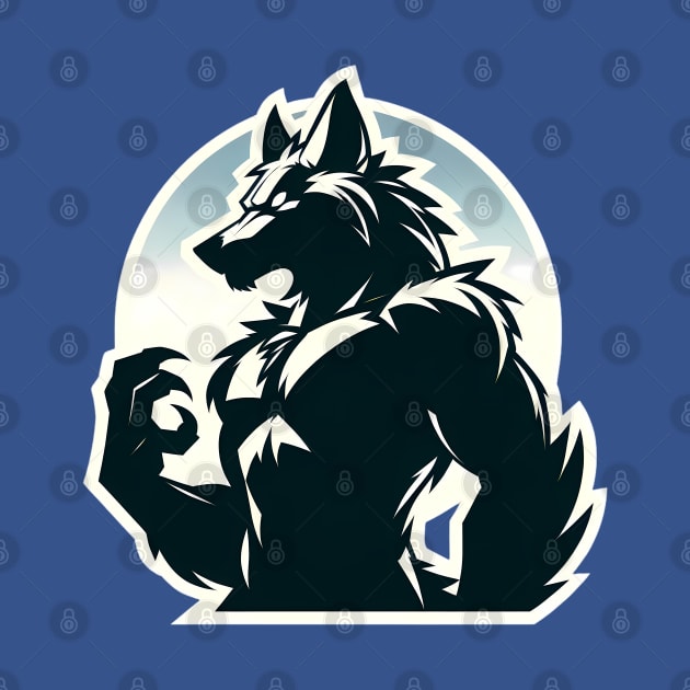 Simple Anthro Furry Werewolf Silhouette by Blue Bull Bazaar