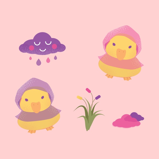 Duck Set | Raincoat Duck | Duck In The Rain | Rain Duck by GeeDeeDesigns