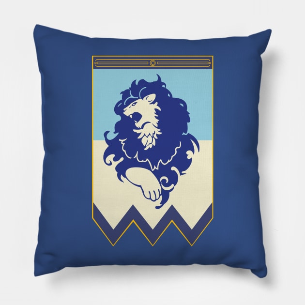 Blue Lions Banner Pillow by urufangu