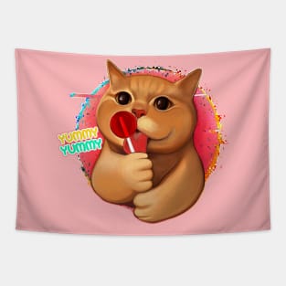 Cute cat with lollipop Tapestry