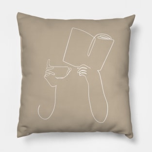 Book & coffee (white line) Pillow